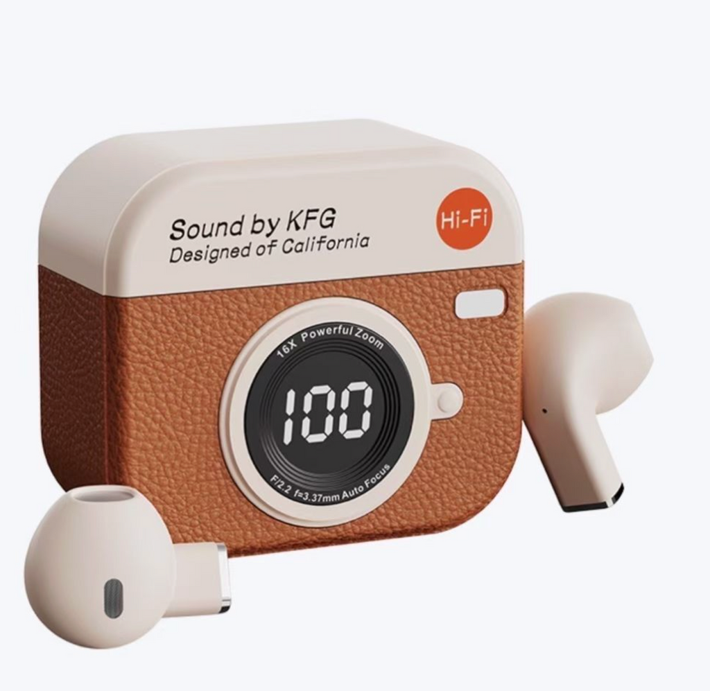 Q85 Retro Camera TWS Earbuds – Wireless Gaming Earphones with LCD Display