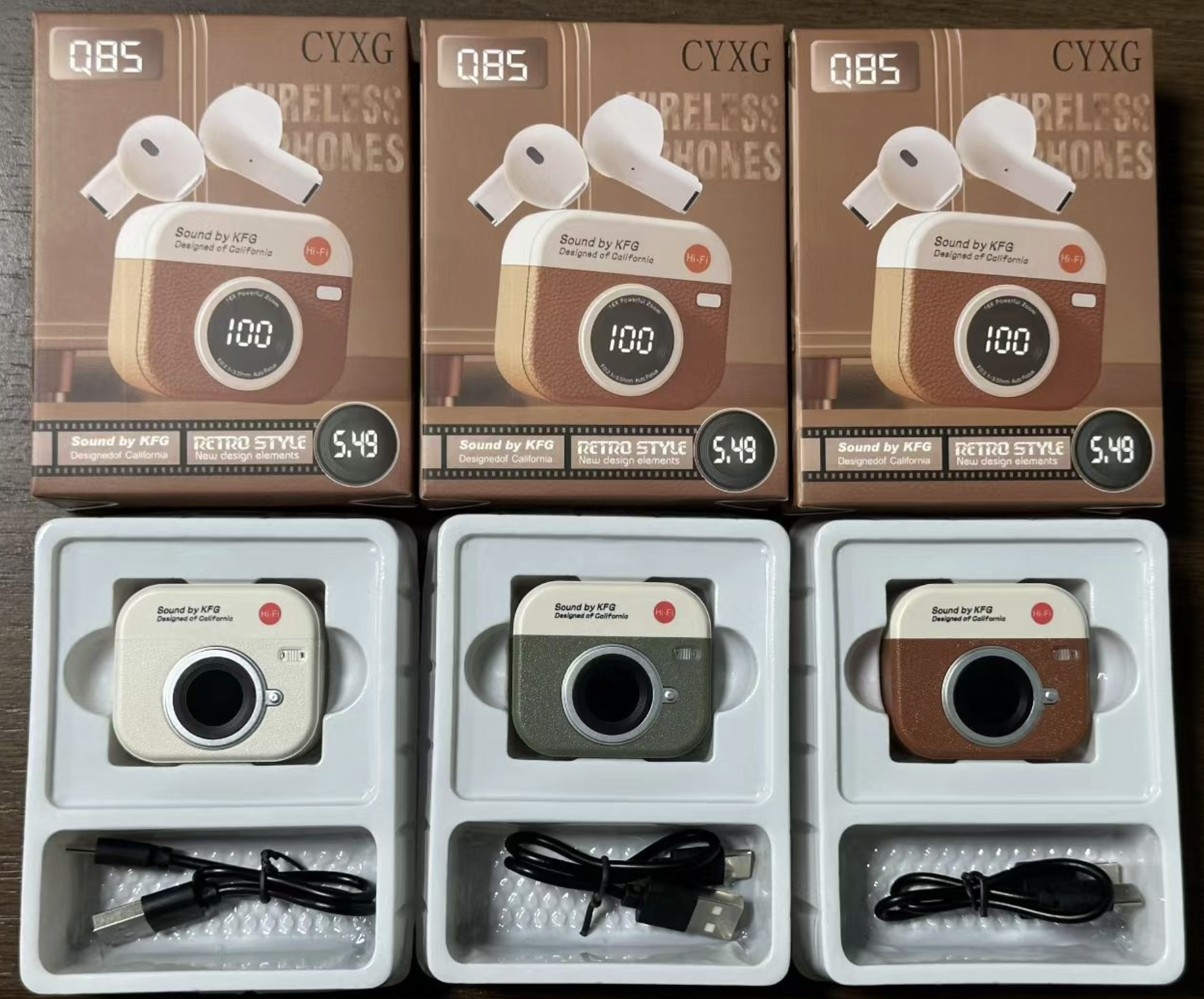 Q85 Retro Camera TWS Earbuds – Wireless Gaming Earphones with LCD Display