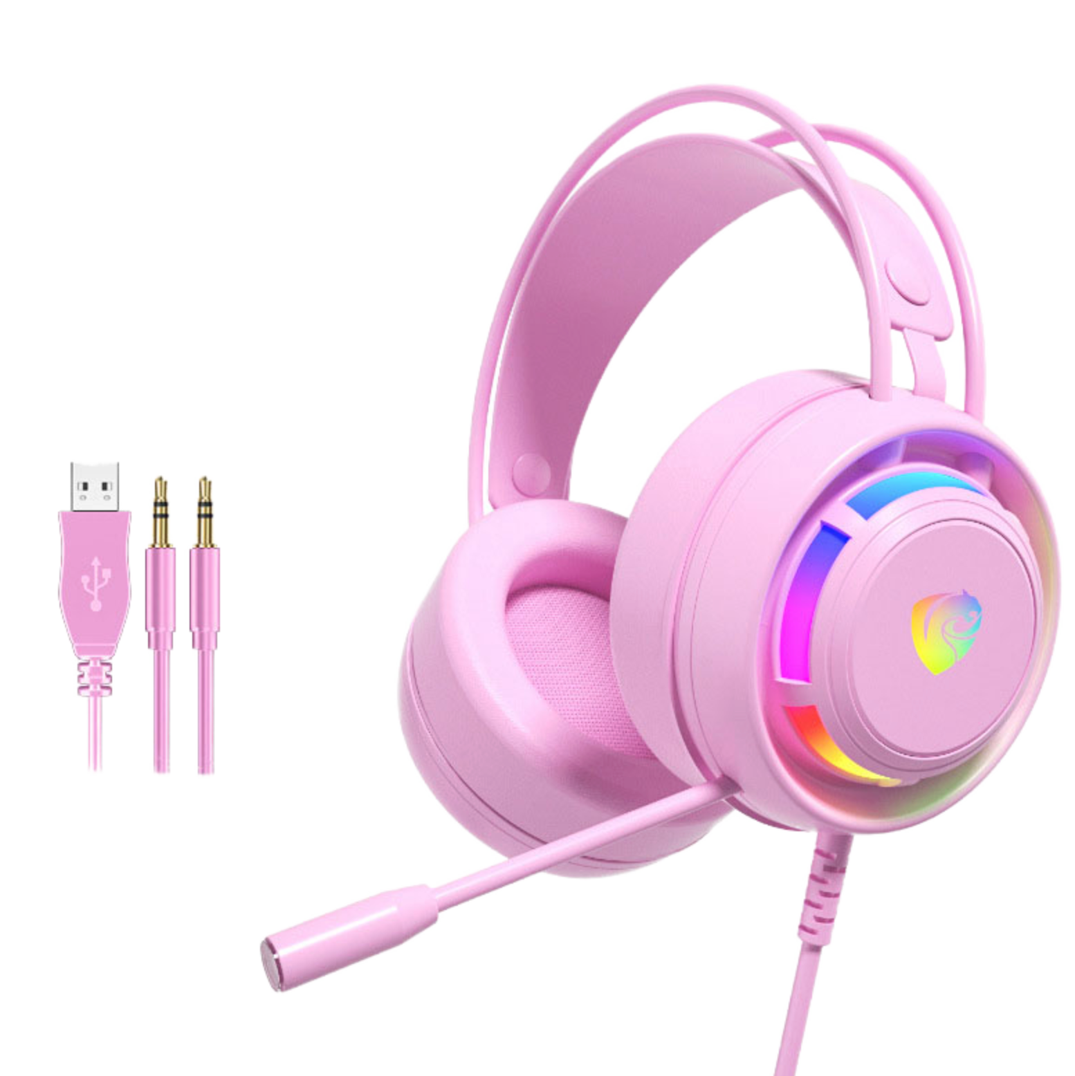 PSH-300 RGB Gaming Headset – Wired Stereo Over-Ear Headphones with Metal & Leather Design