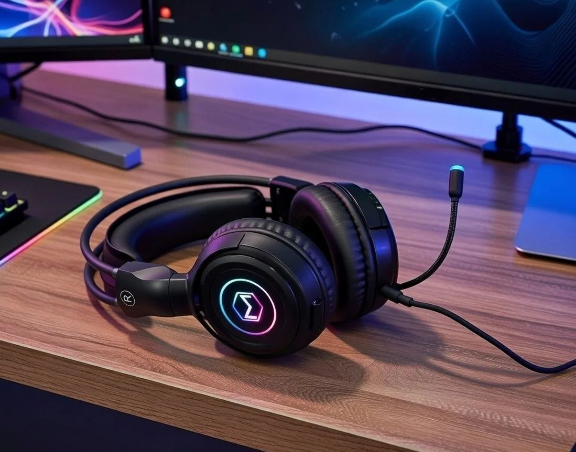 OEM/ODM RGB Gaming Headset – Wired Stereo Over-Ear Headphones with Mic & ANC
